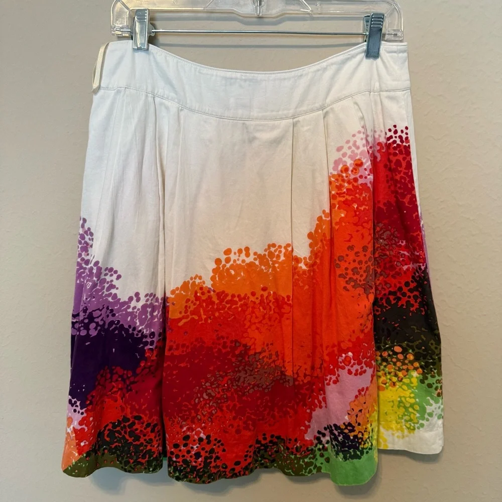 Anthropologie Cordelia 100% Cotton A-Line Knee Length Skirt Size 8 Moss Grotto - Picture 2 of 5